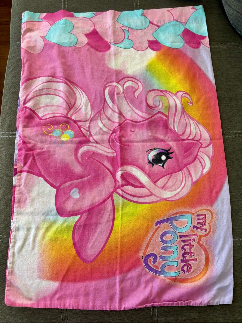 Y2K My Little Pony Pink Rainbow Heart Pony standard pillow case